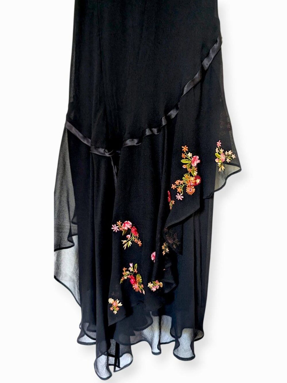 Betsey Johnson VTG 90s mesh overlay floral embroidery fairy goth mermaid dress 2 - Picture 13 of 13